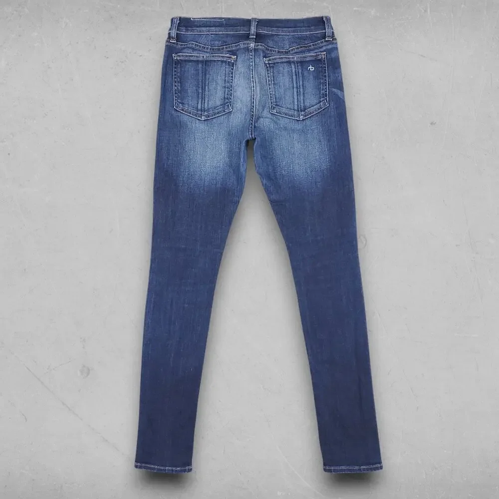 Rag & Bone Jeans Women 28 Dark Blue Skinny Distressed Casual Indie Contemporary
